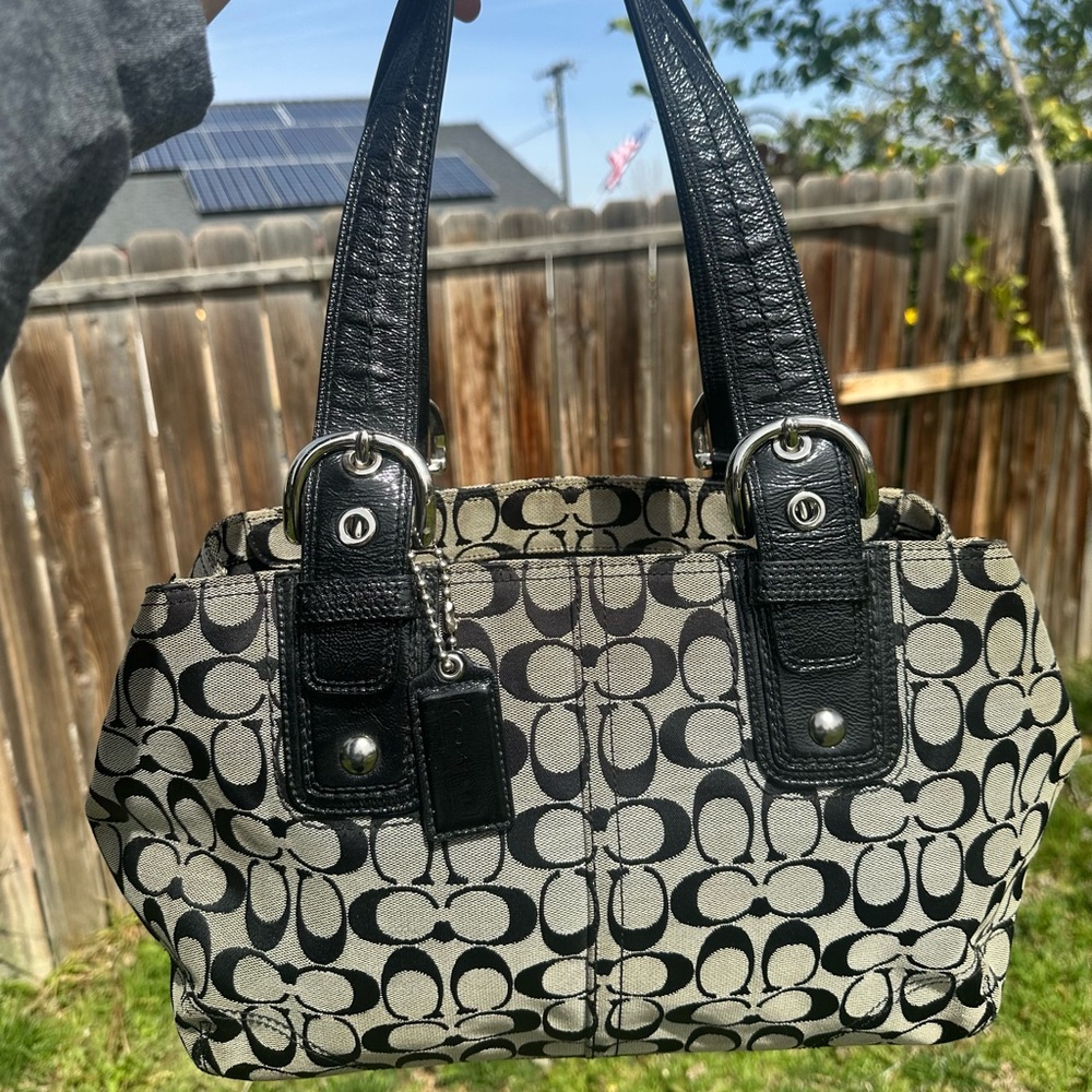 Coach Black and Gray Signature Tote Bag